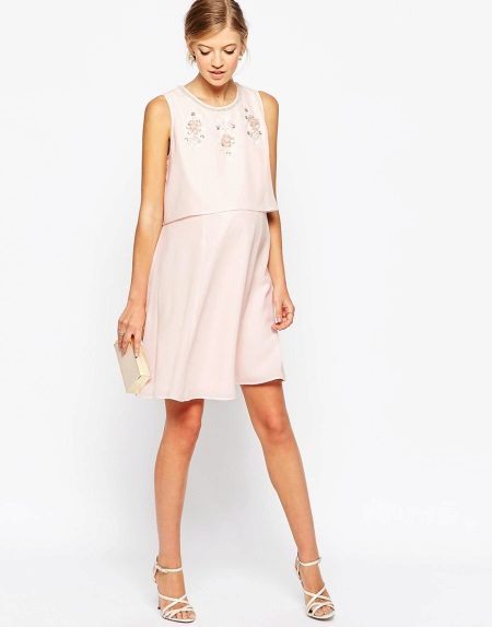 Maternity dress with double effect top and skirt