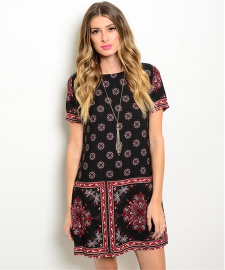 Dress with a pattern and decoration to it