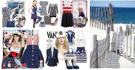 Dresses in striped blue white red