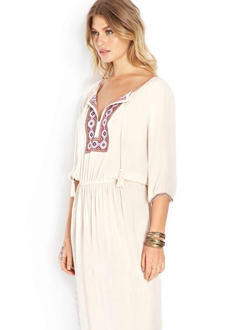 White Russian dress in ethnic style