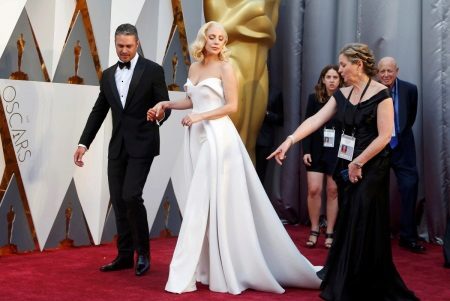 Lady Gaga on the red carpet 2016 Oscar