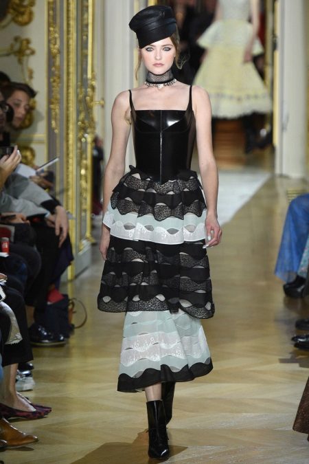 Leather dress with a corset