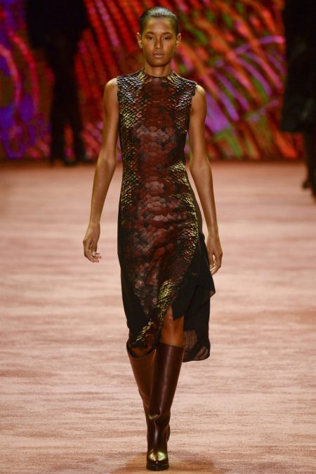 Leather dress straight brown