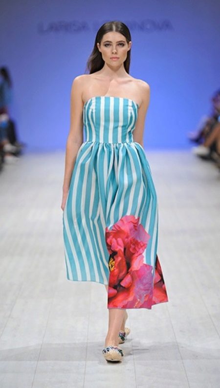 Midi Sea Strapless Dress