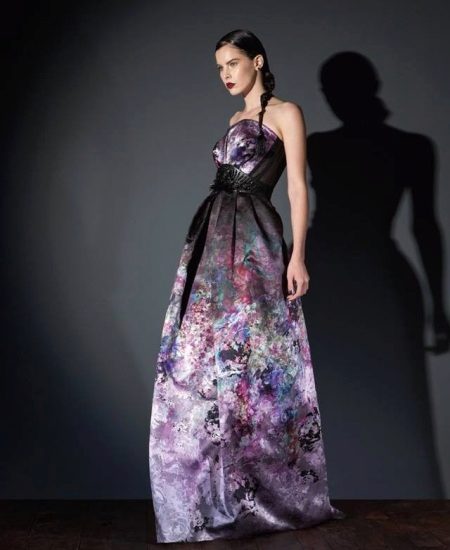 Evening dress with a print