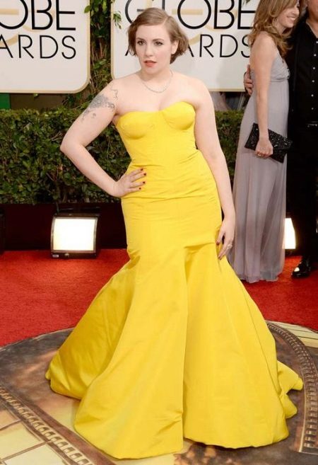 Long dress with a low waist with a full skirt for low waist