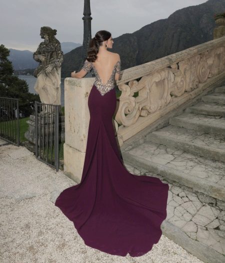 Violet dress with open back