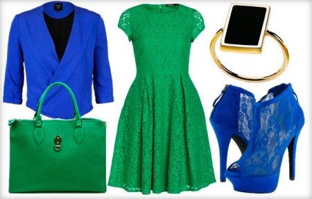 Blue accessories for a short business dress
