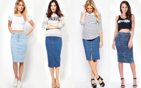 casual sets with a denim pencil skirt