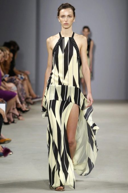 Fashionable silk long dress of spring-summer 2016 season