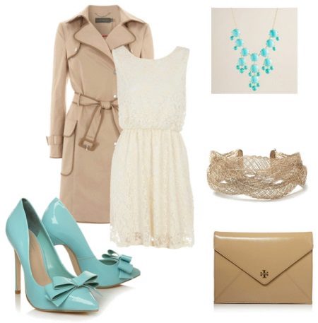 Bright shoes to white lace dress