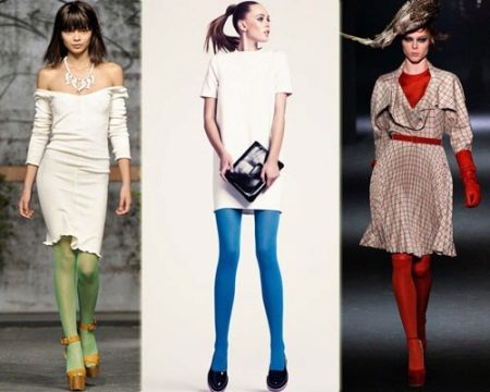 Bright tights to white dress