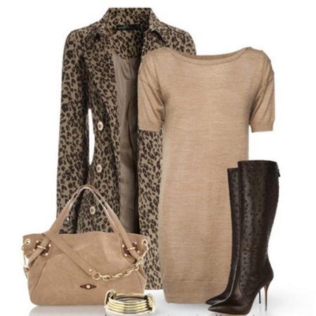 Coat and beige dress