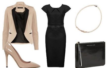 beige accessories for black dress-case