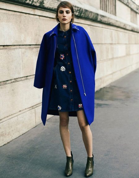 Coat to denim shirt dress