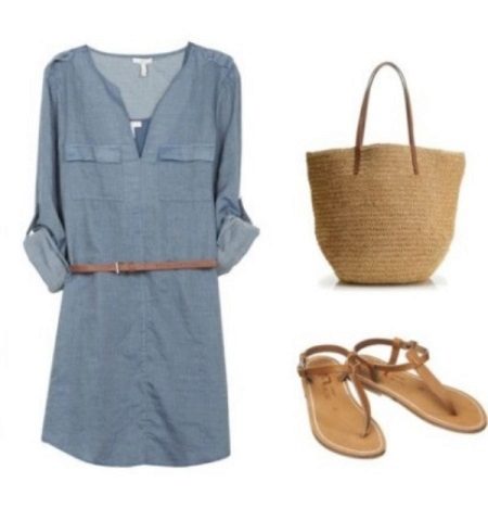 Woven bag for summer shirt dress