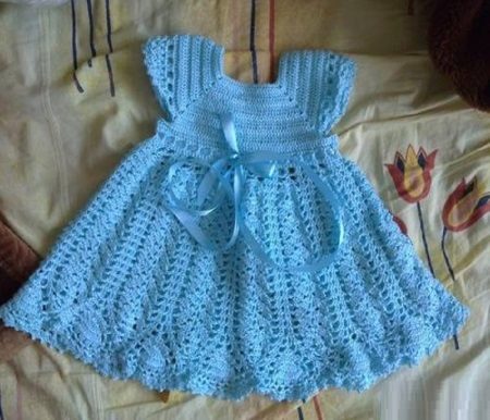 Crochet knitted dress for girls up to 1 year