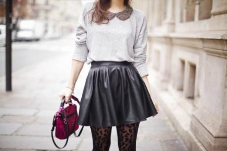 Black skirt leather sun