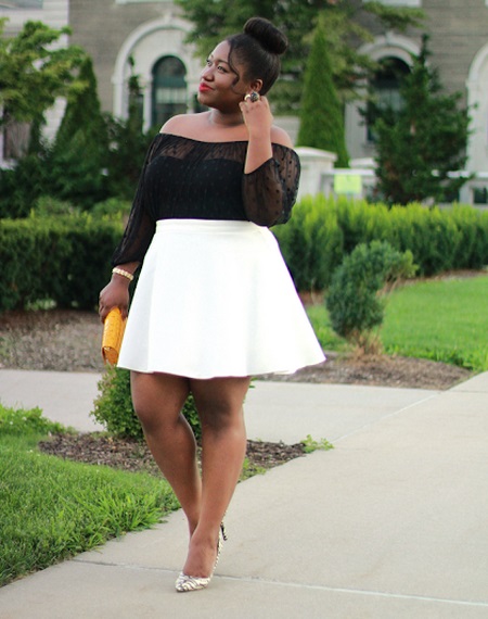  Trapezoid white skirt for a girl with a figure like Apple