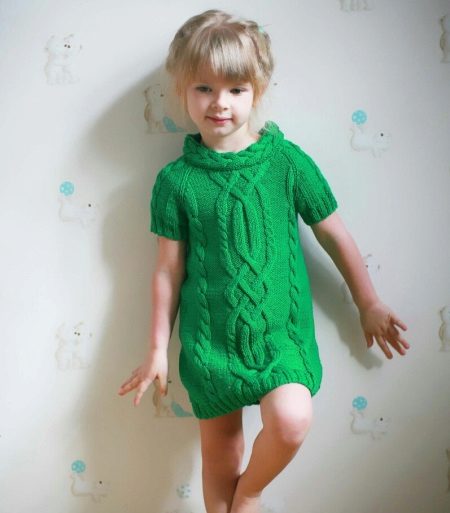 Knitted tunic dress for girls 5 years