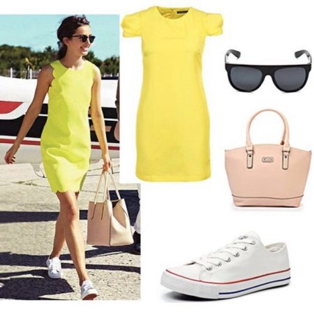 Sneakers with a lime dress