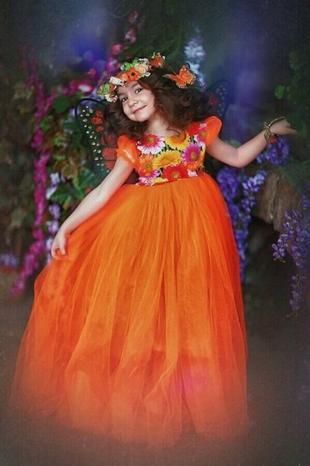 Elegant wedding fluffy dress with a high waist for the girl