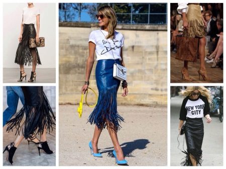 Fringed leather skirts