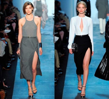 Skirts straight cut with a slit